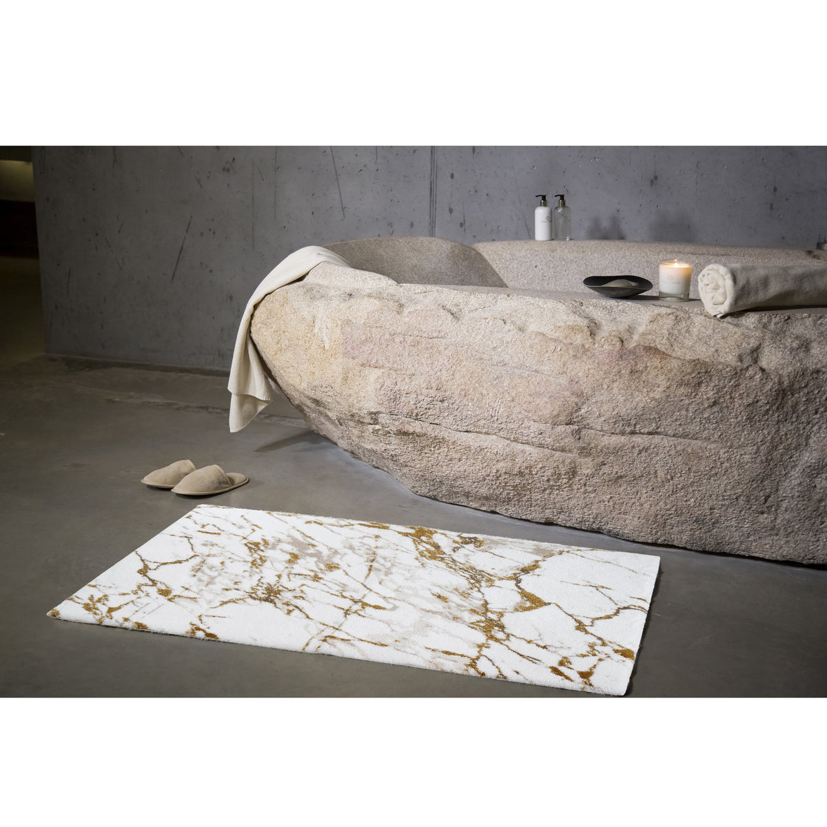 Abyss Habidecor Paros Bath Rug Lifestyle Gold (800) Fine Linens