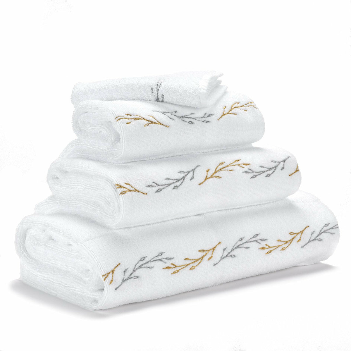 Abyss Lauren Bath Towel Slanted White/Gold (108) Fine Linens