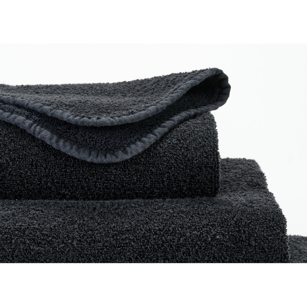 Abyss Lino Bath Towels Close Up Black (990) Fine Linens