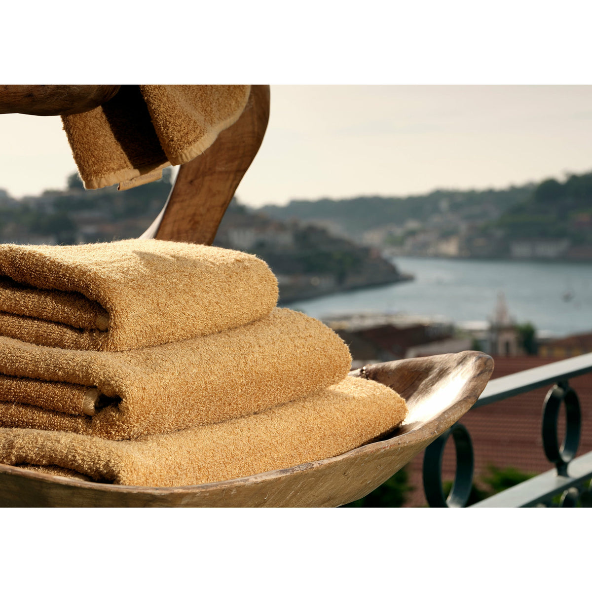 Abyss Lino Bath Towels Stack Gold (840) Fine Linens