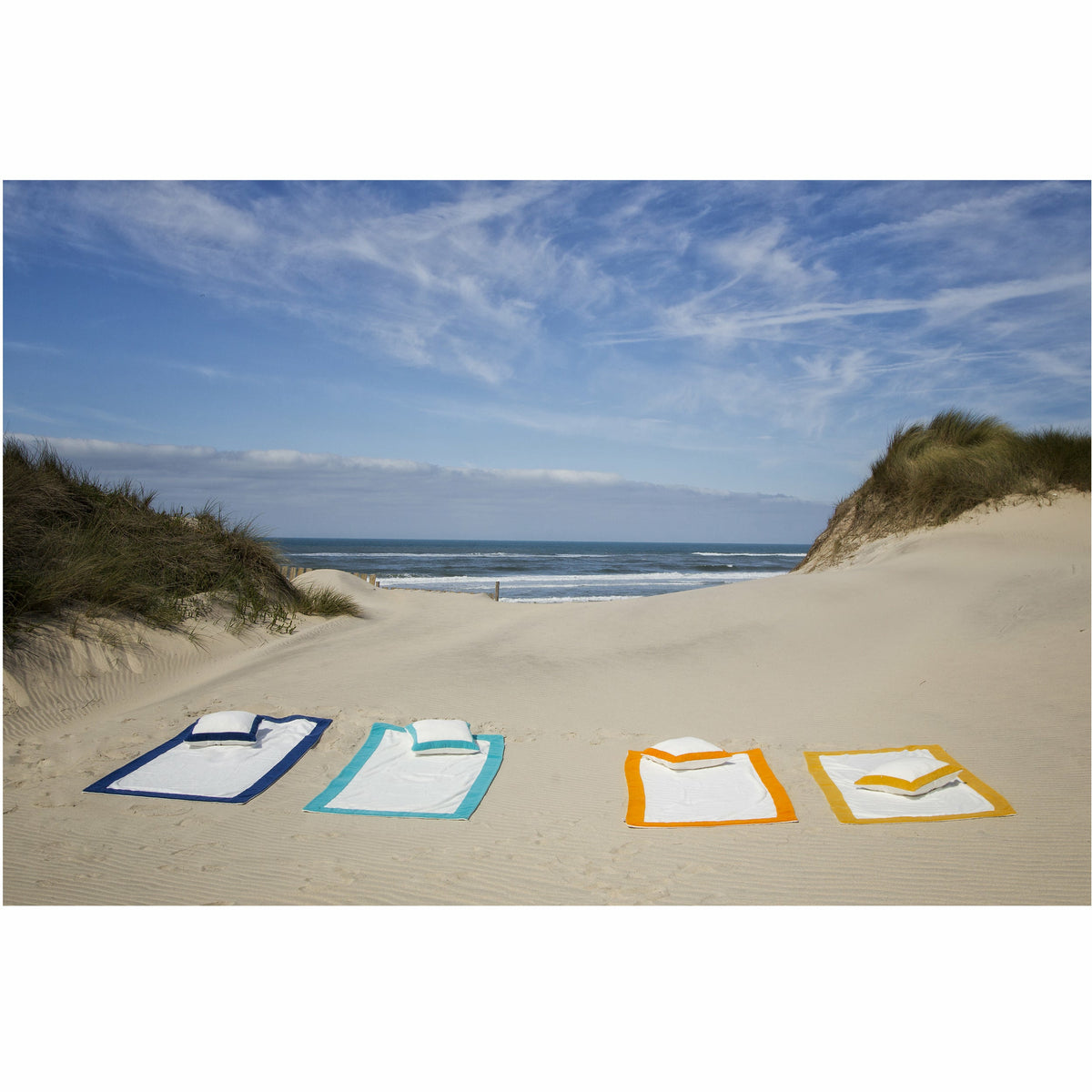 Abyss Portofino Beach Towels and Pillows On Sand Fine Linens