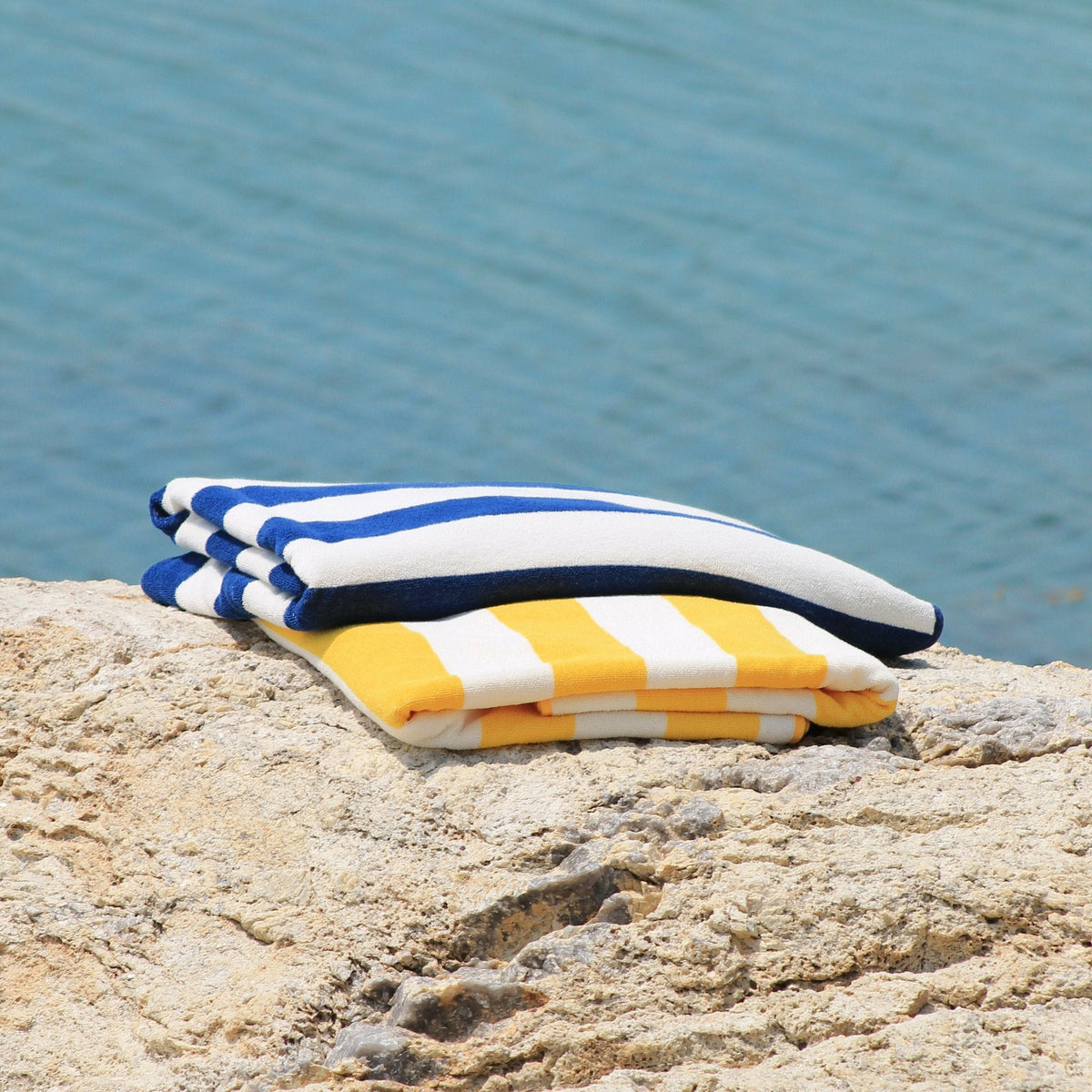 Abyss Prado Beach Towels Banane Cadette Blue Folded Fine Linens