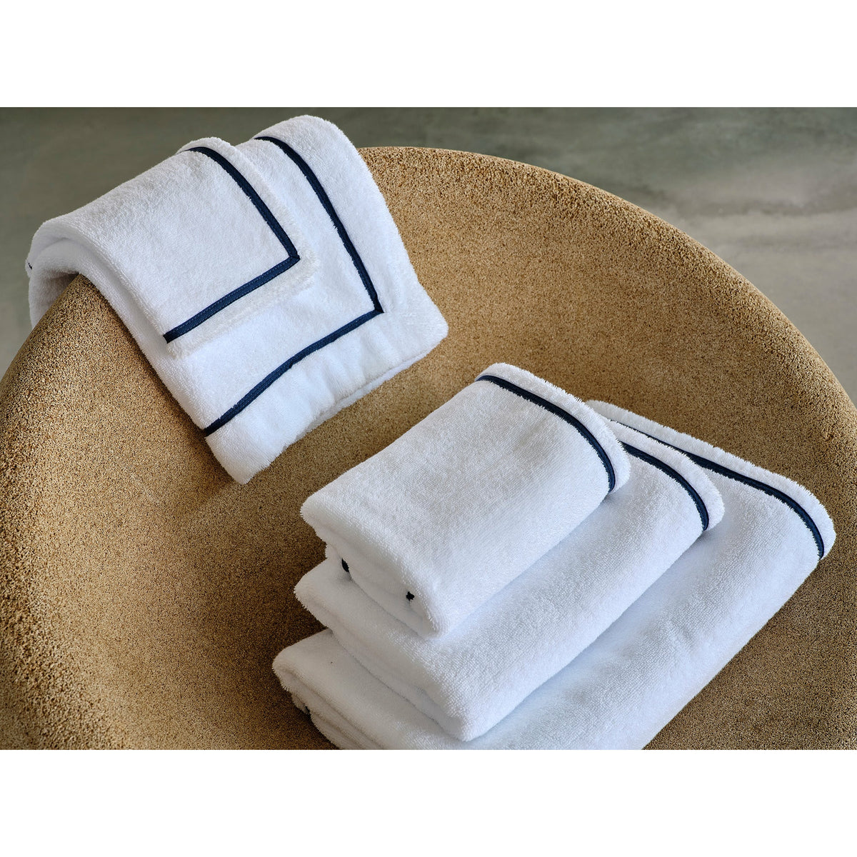 Abyss Saxo Towels Lifestyle Folded Fine Linens