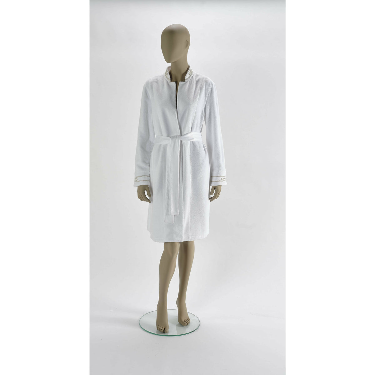 Abyss Spencer Bath Robe Mannequin Full White/Gold (108) Fine Linens