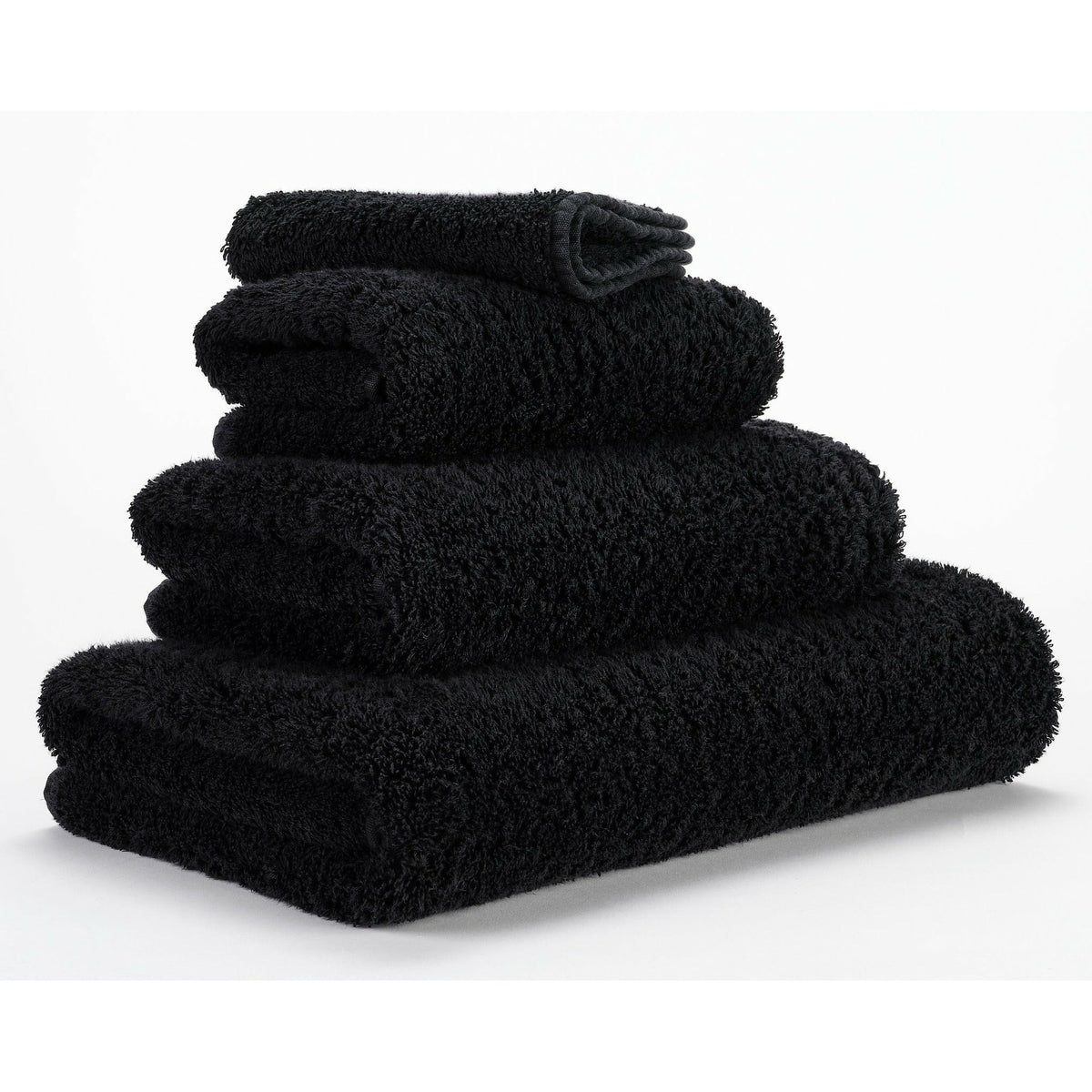 Abyss Super Pile Bath Towels Black Fine Linens Stack Slanted