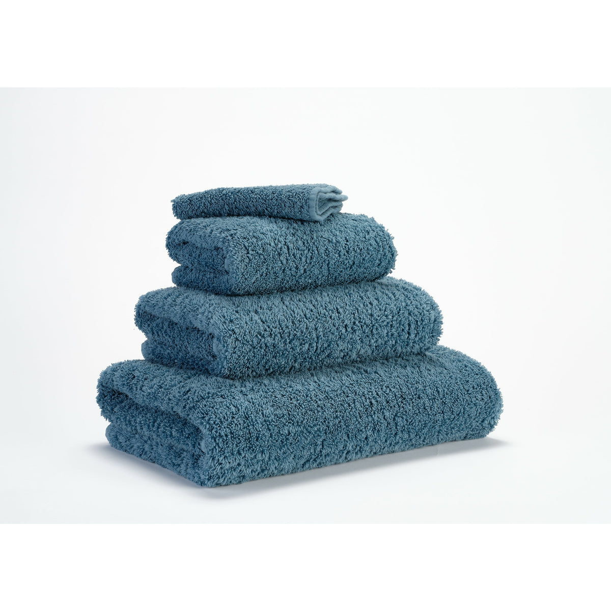 Abyss Super Pile Bath Towels Bluestone Fine Linens Stack Slanted