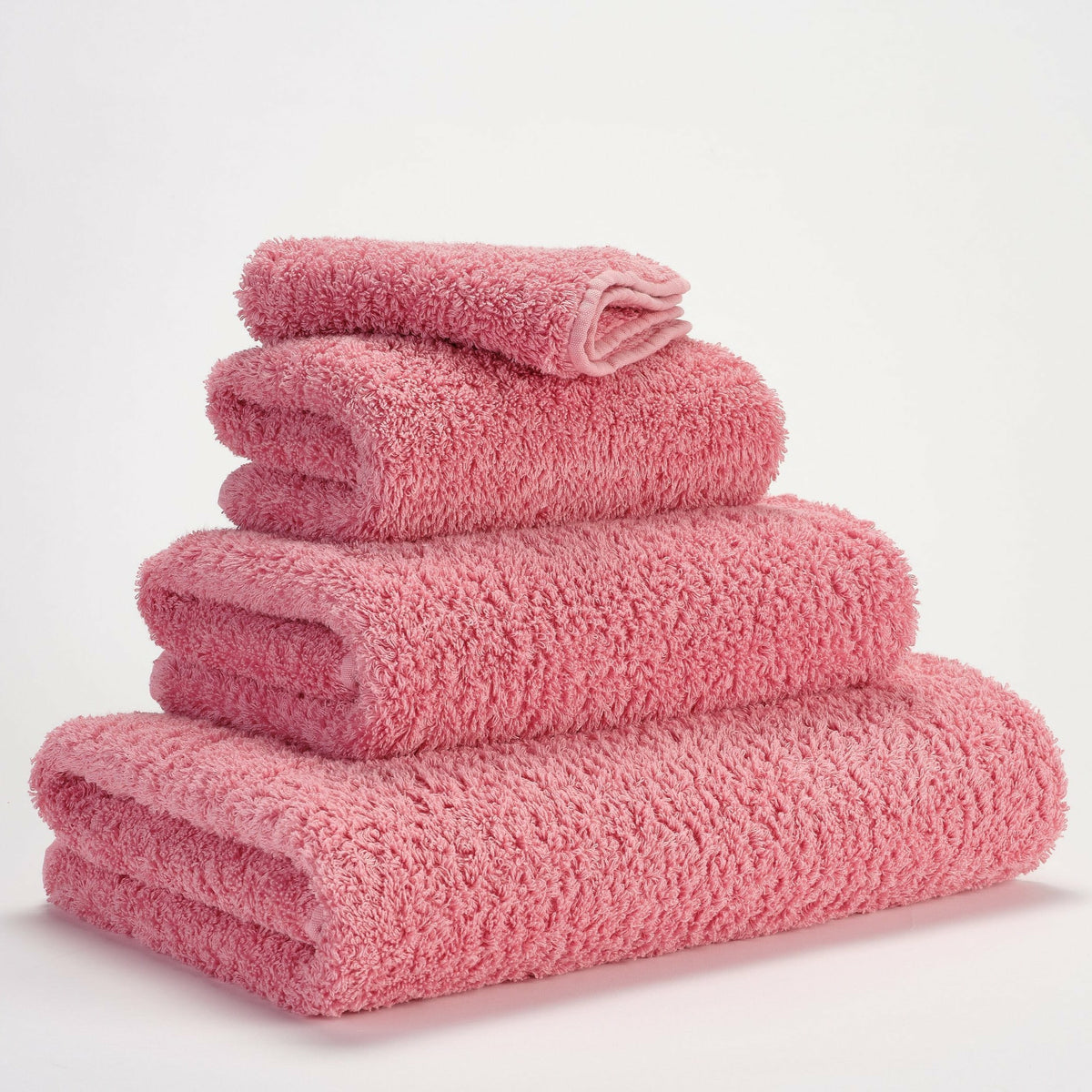 Abyss Super Pile Bath Towels Flamingo Fine Linens Stack Slanted