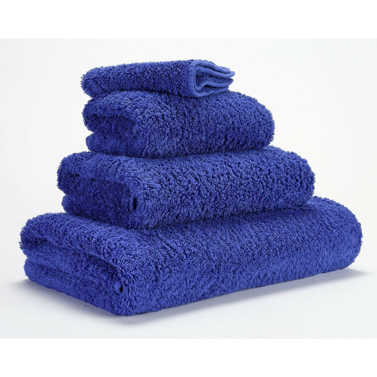 Abyss Super Pile Bath Towels Indigo Fine Linens Stack Slanted