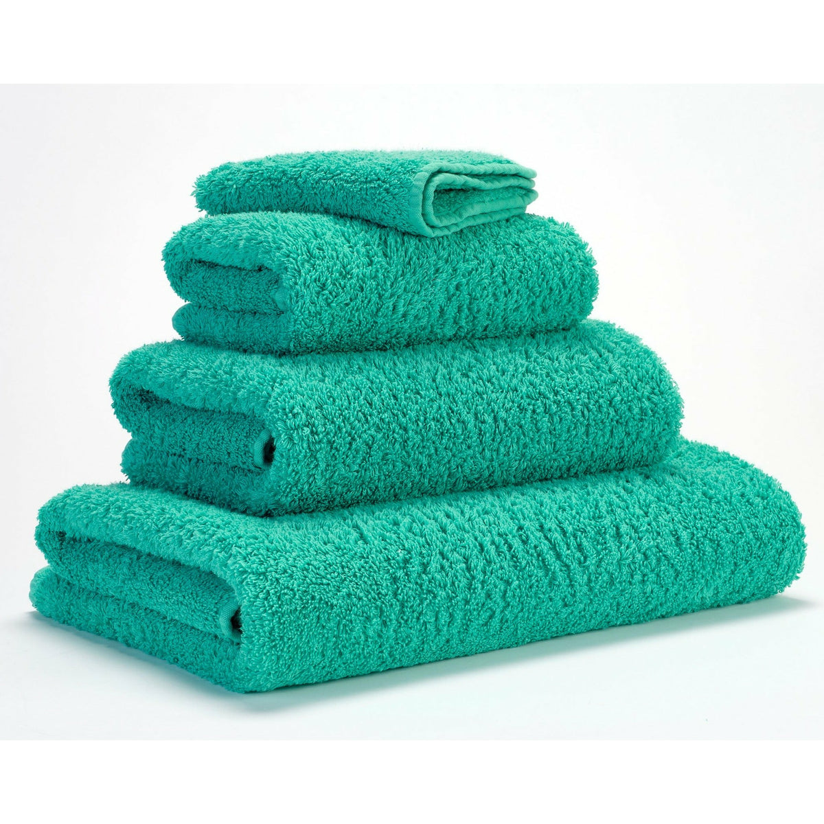 Abyss Super Pile Bath Towels Lagoon Fine Linens Stack Slanted