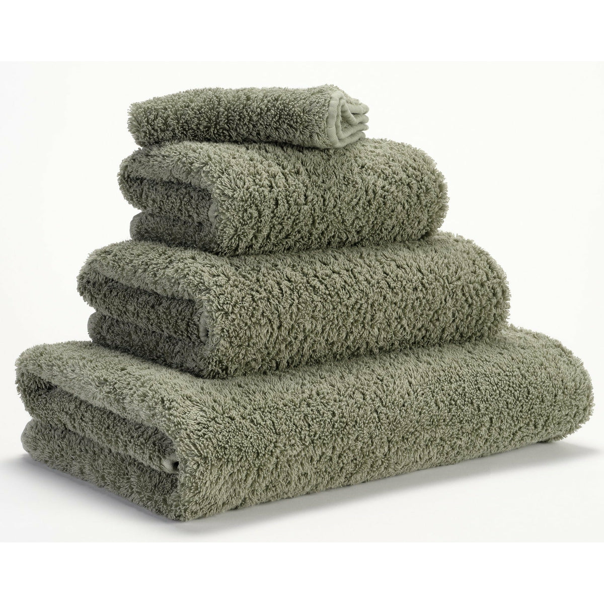 Abyss Super Pile Bath Towels Laurel Fine Linens Stack Slanted