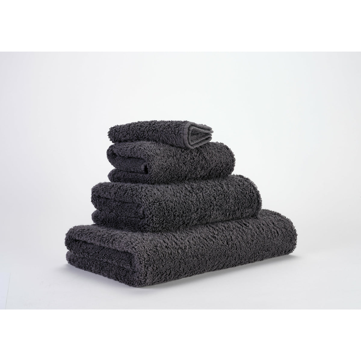 Abyss Super Pile Bath Towels Metal Fine Linens Stack Slanted
