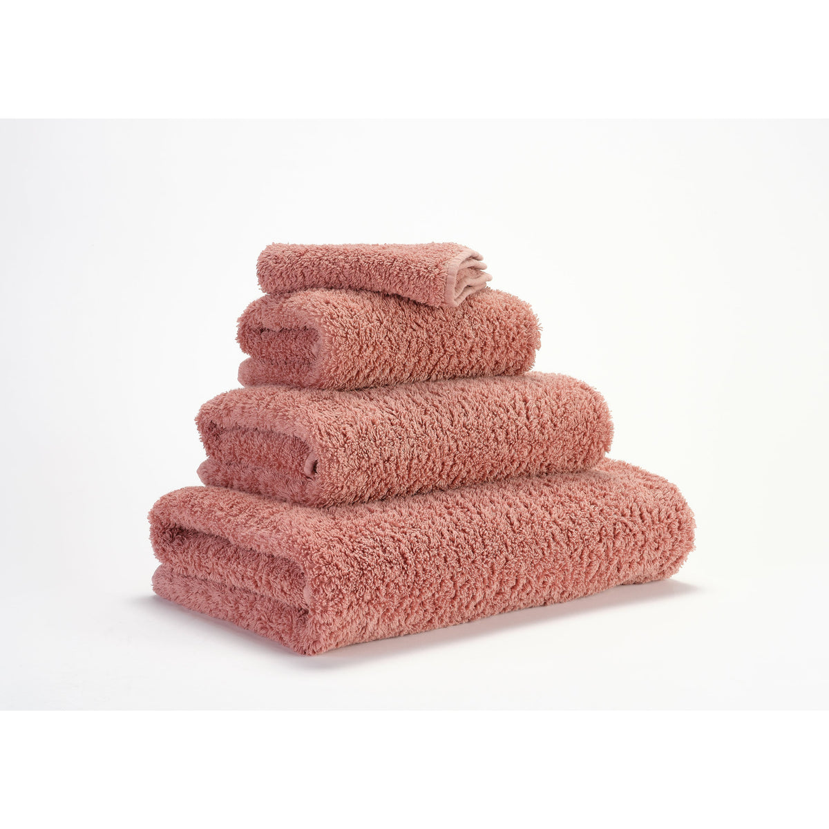 Abyss Super Pile Bath Towels Rosette Fine Linens Stack Slanted