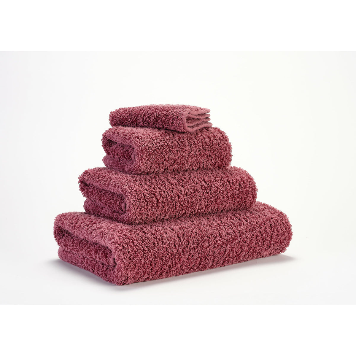Abyss Super Pile Bath Towels Rosewood Fine Linens Stack Slanted
