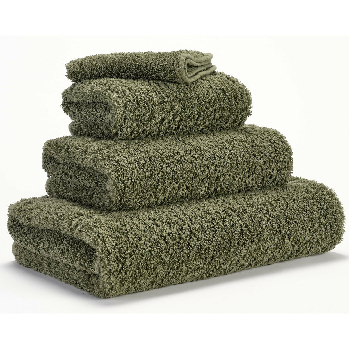 Abyss Super Pile Bath Towels Khaki Fine Linens Stack Slanted
