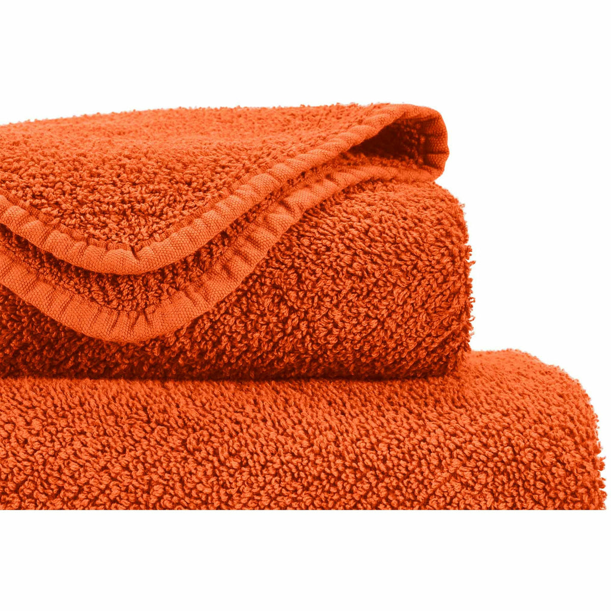 Abyss Twill Bath Towels Close Up Tangerine Fine Linens 