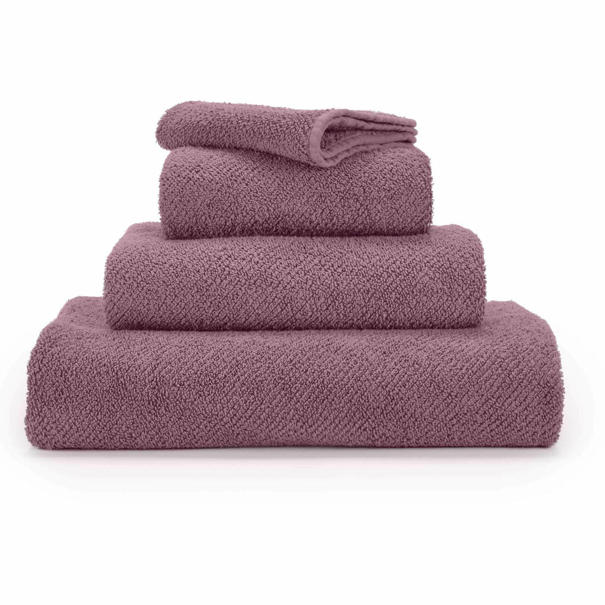 Abyss Twill Bath Towels Stack Orchid Fine Linens 