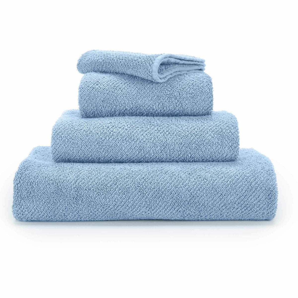 Abyss Twill Bath Towels Stack Powder Blue Fine Linens