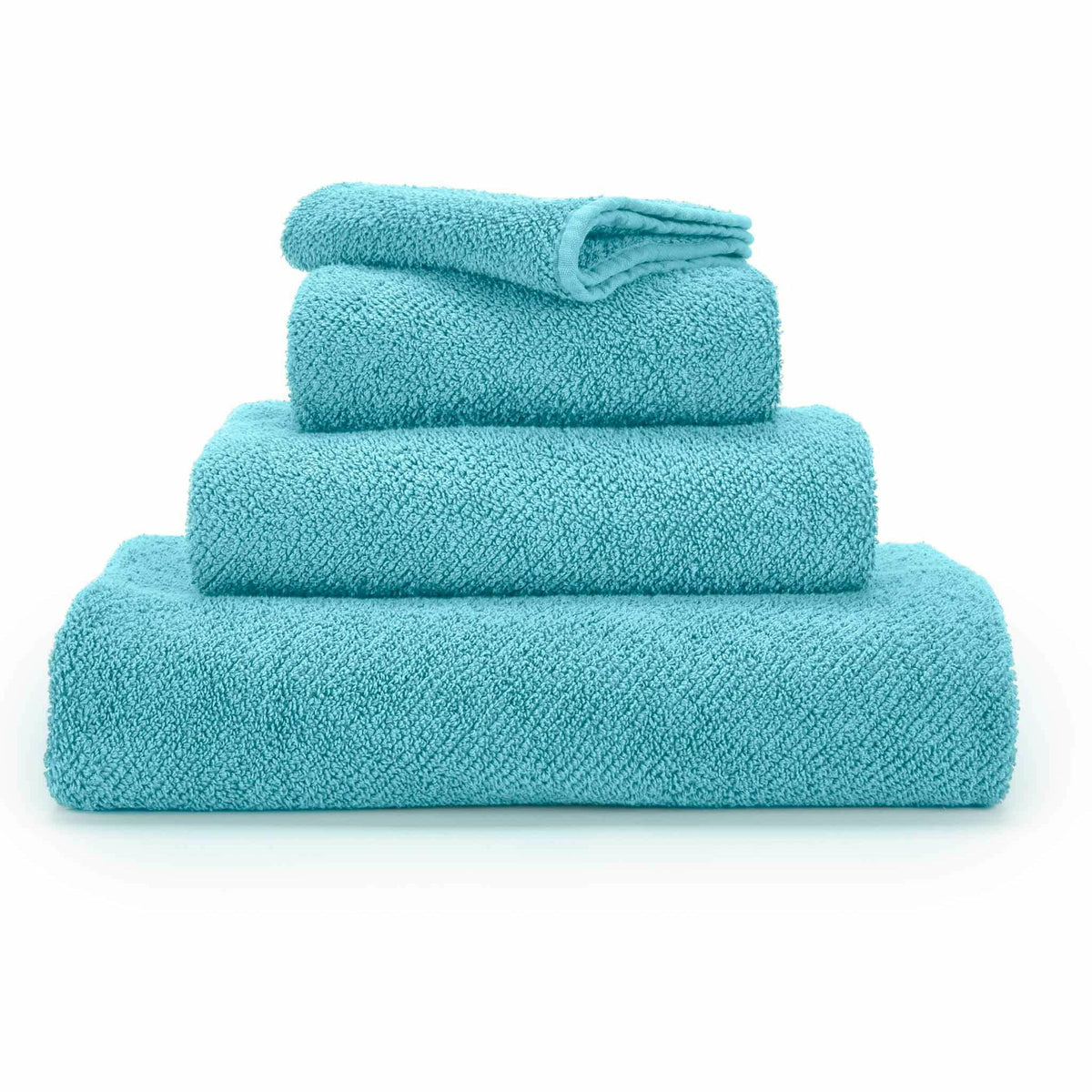 Abyss Twill Bath Towels Stack Turquoise Fine Linens 