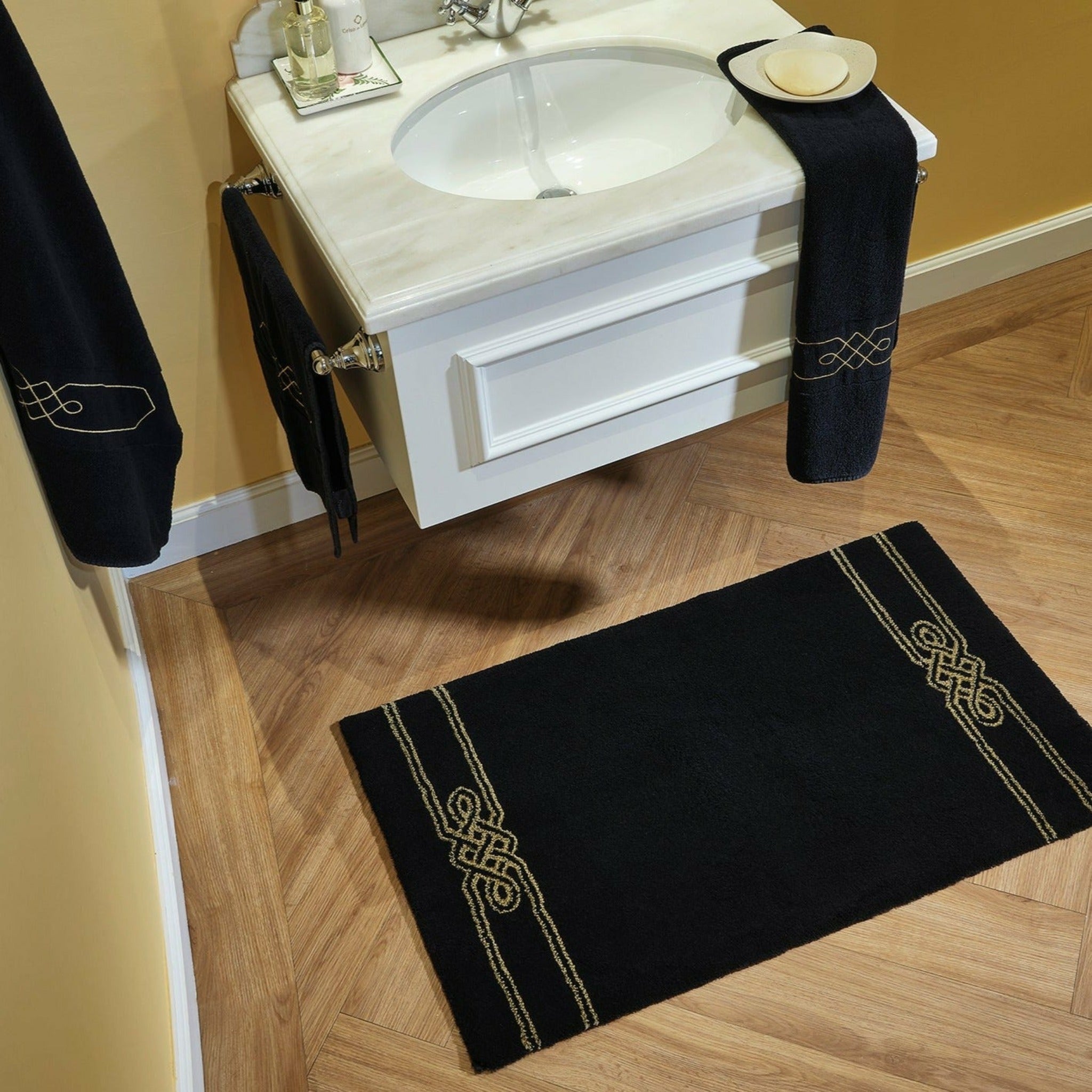 Black Gold Marble Hand Towels for Kitchen Bathroom Decorative Bath Towels  Sof