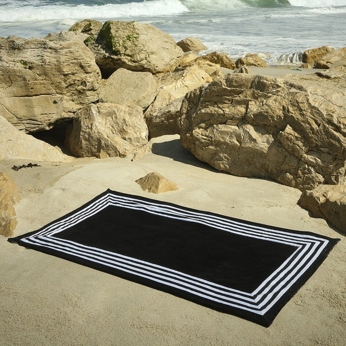 Abyss Cannes Beach Towels Black Fine Linen and Bath