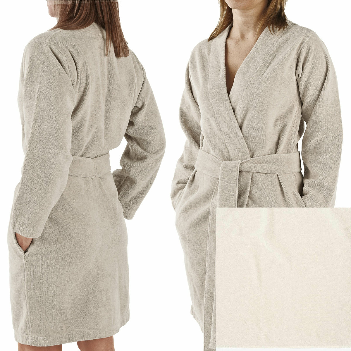 Abyss Spa Bath Robes and Slippers with Swatch Ecru Fine Linens
