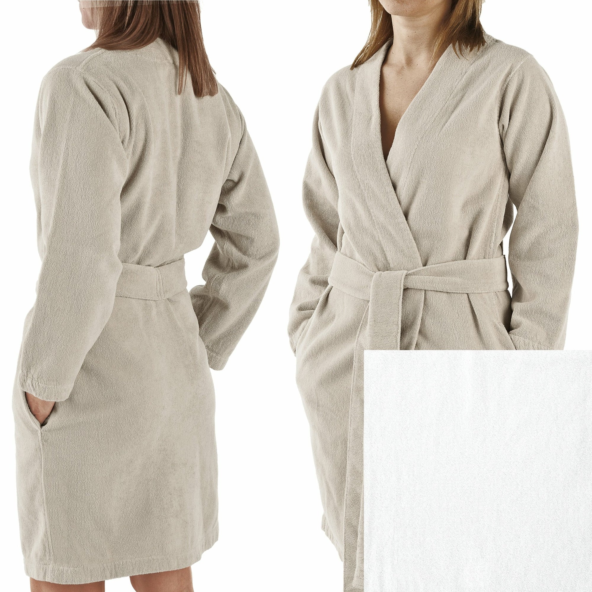 Abyss Spa Bath Robes and Slippers with Swatch White Fine Linens