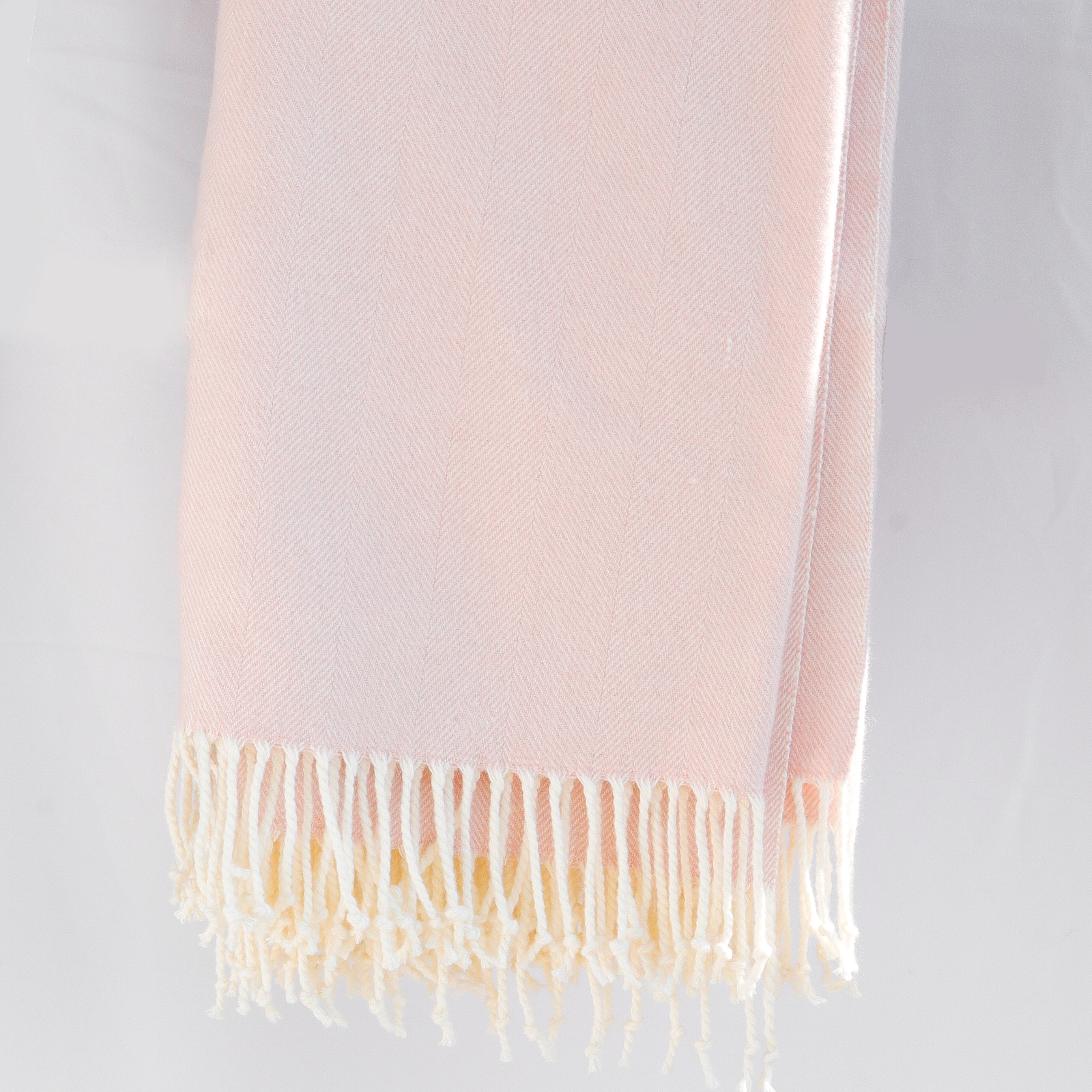 Alashan Adirondack Herringbone Throw Main Folded and Hung Rose Fine Linens