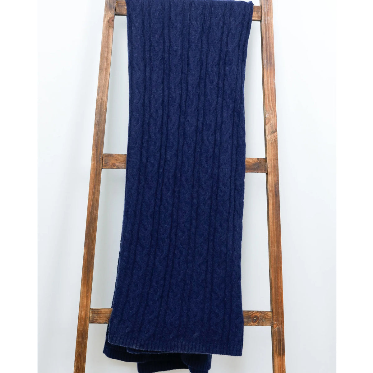 Alashan 100% Cashmere Cozy Cable Knit Throw - Midnight