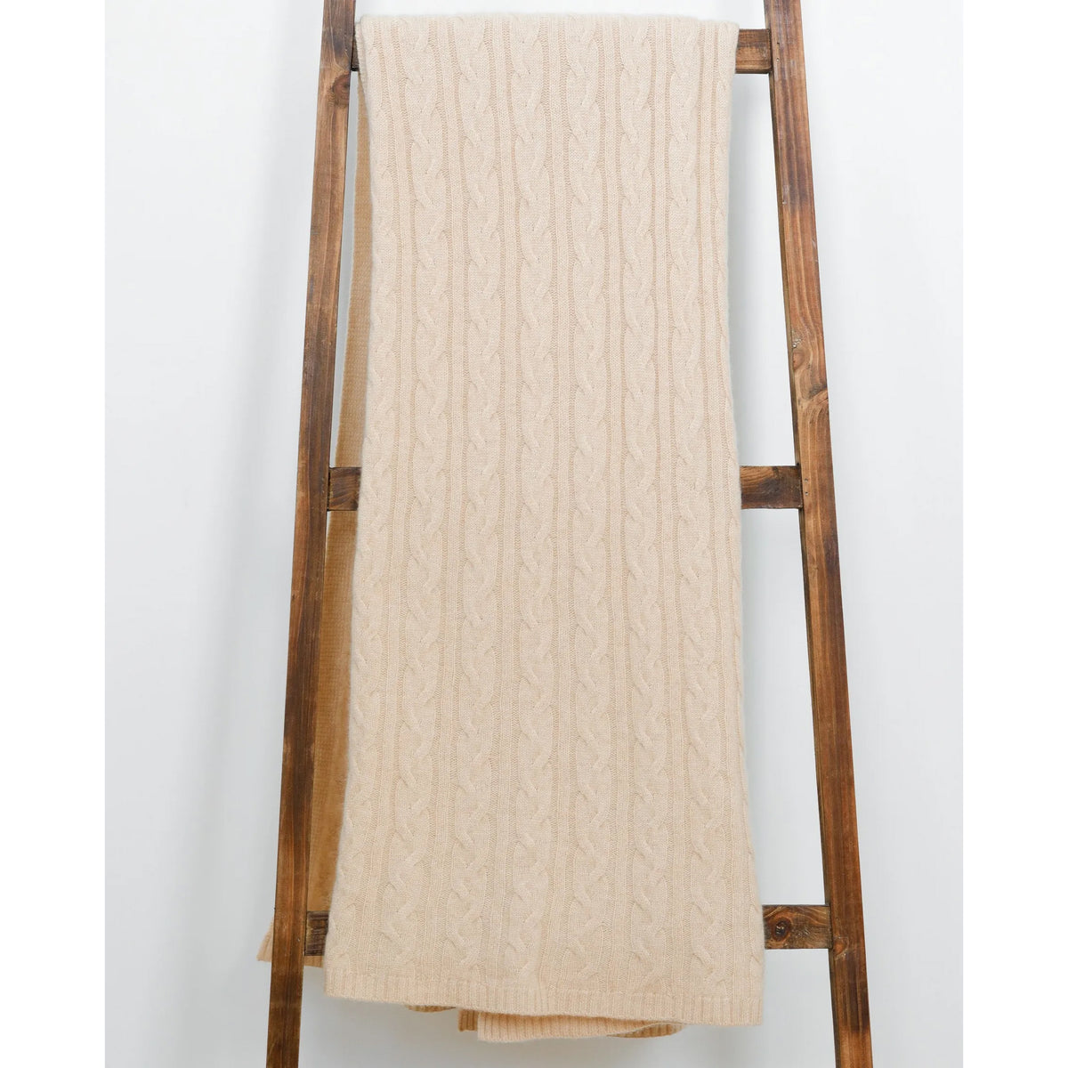 Alashan 100% Cashmere Cozy Cable Knit Throw - Snow