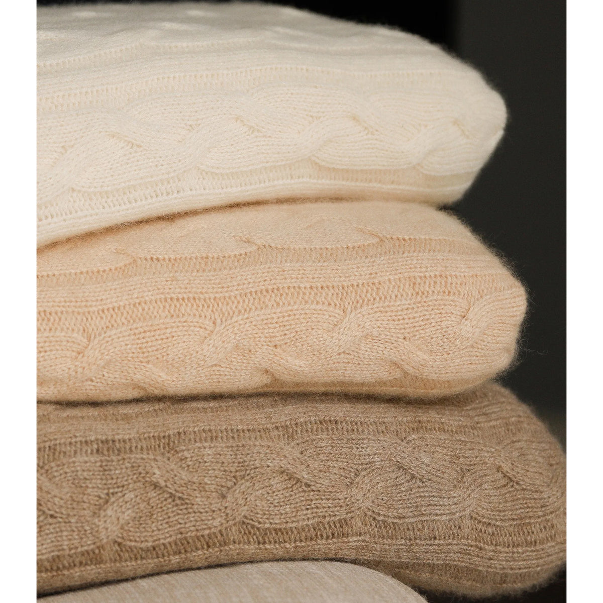 Alashan 100% Cashmere Cozy Cable Knit Throw - Snow