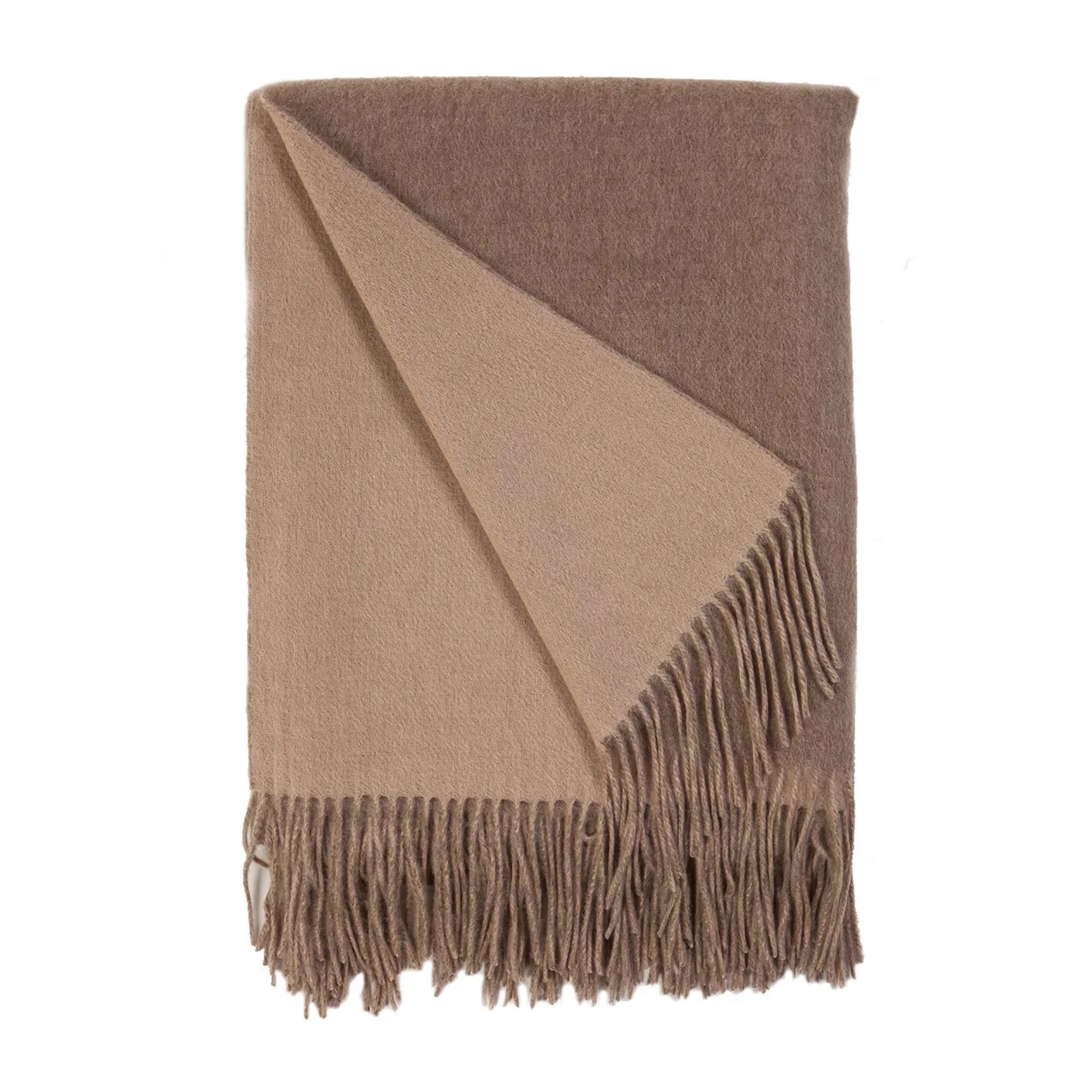 Silo of Alashan Double Faced Classic Cashmere Blend Throw - Mushroom/Bisque color