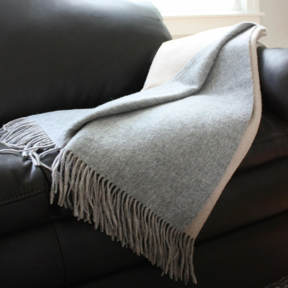 Alashan Double Faced Classic Cashmere Blend Throw - White/Bisque