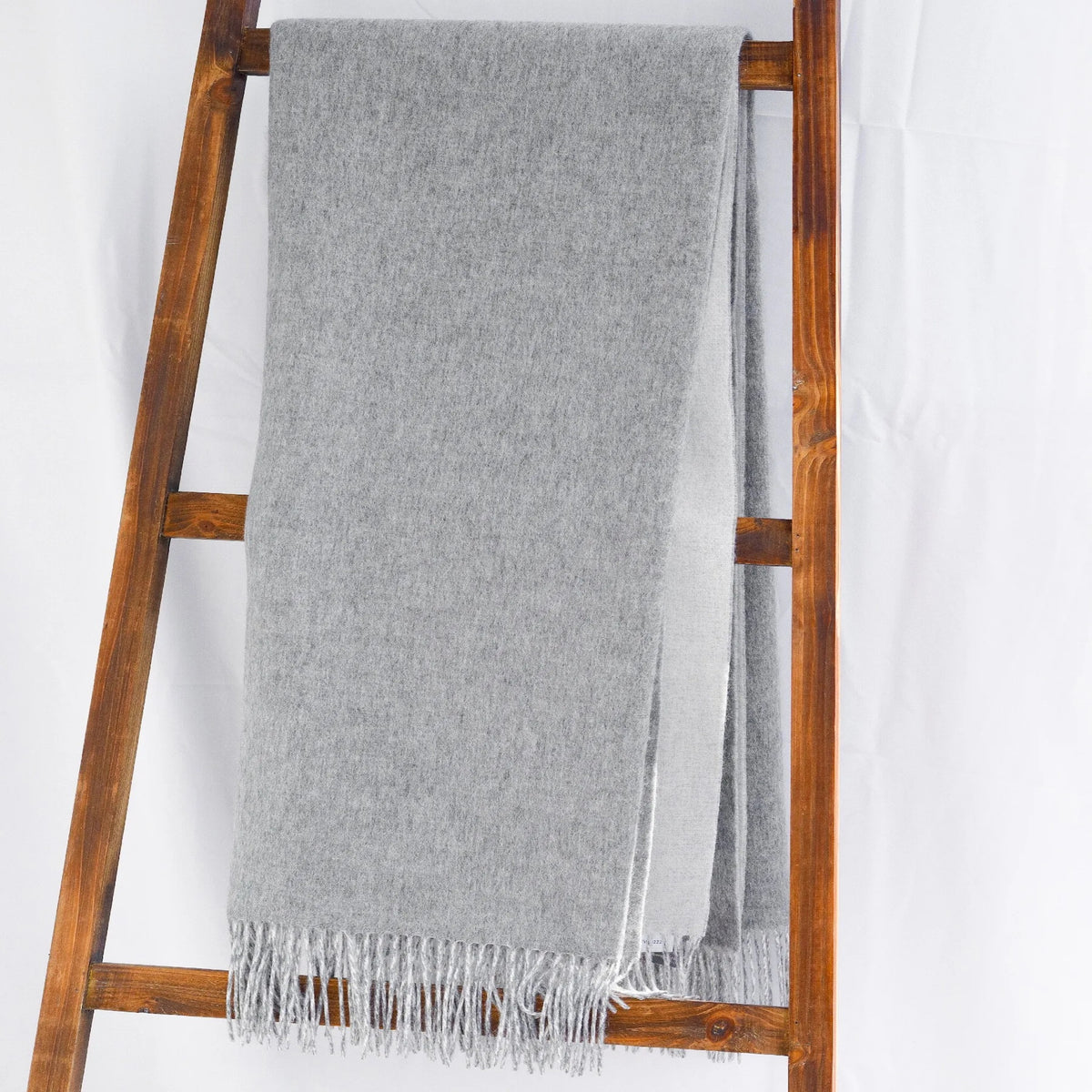 Silo of Alashan Double Faced Classic Cashmere Blend Throw - Ash/White color