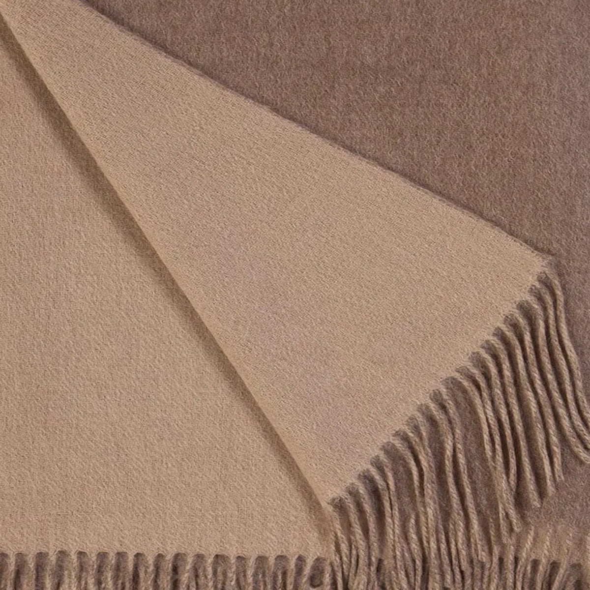 Fabric closeup of Alashan Double Faced Classic Cashmere Blend Throw - Mushroom/Bisque color