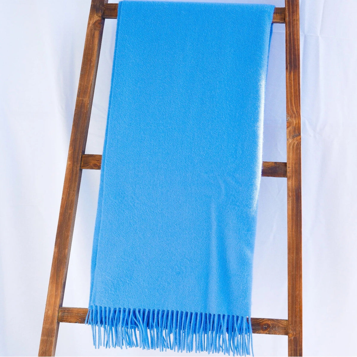 Alashan 100% Cashmere Plain Weave Essential Throw Carolina Blue Color