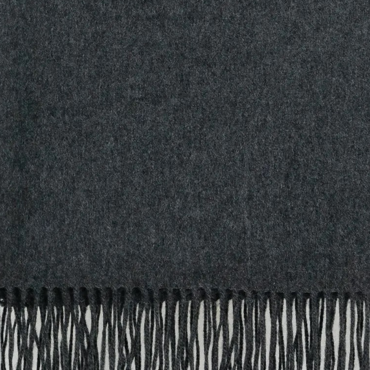 Closeup of Alashan 100% Cashmere Plain Weave Essential Throw Charcoal Color