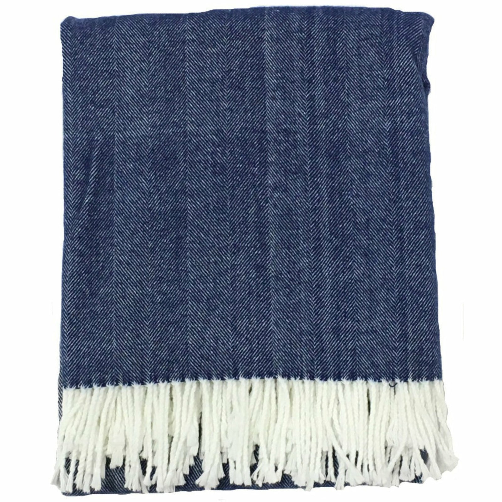 Alashan Adirondack Herringbone Throw Main Harbor Blue Fine Linens