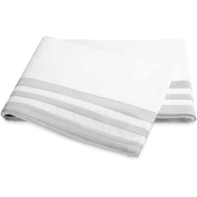 Matouk Allegro Bedding Flat Sheet Silver Fine Linens