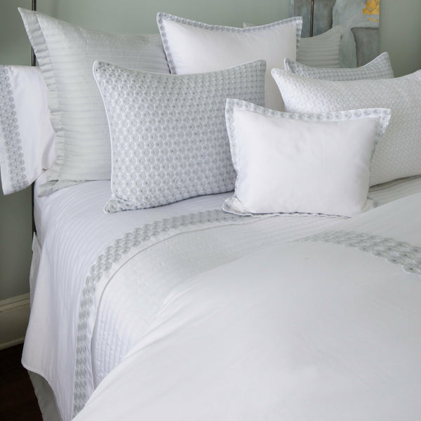 BOVI Angele Bedding - White/Silver | Fine Linen & Bath - FLandB.com