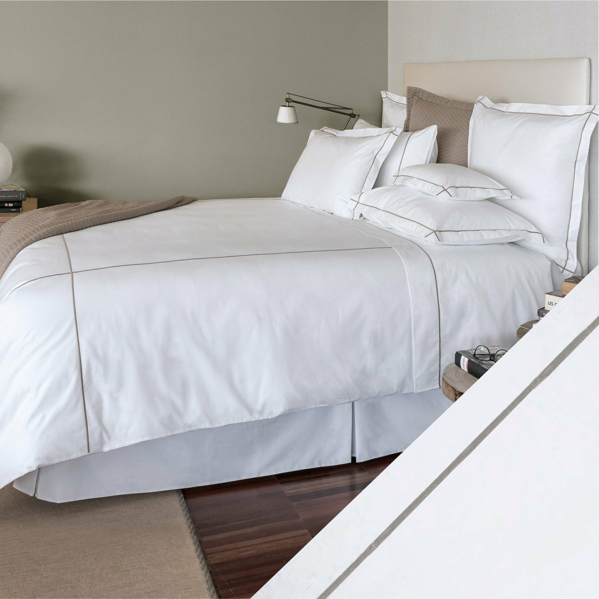 BOVI Classic Hotel Bedding Main White/Grey Fine Linens