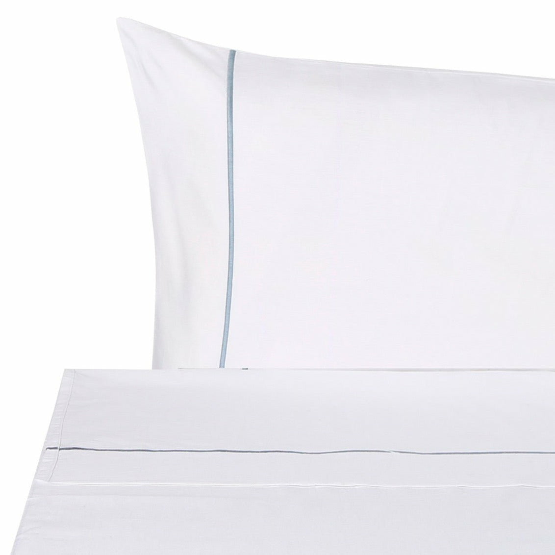 BOVI Classic Hotel Bedding Pillowcase White Blue Fine Linens
