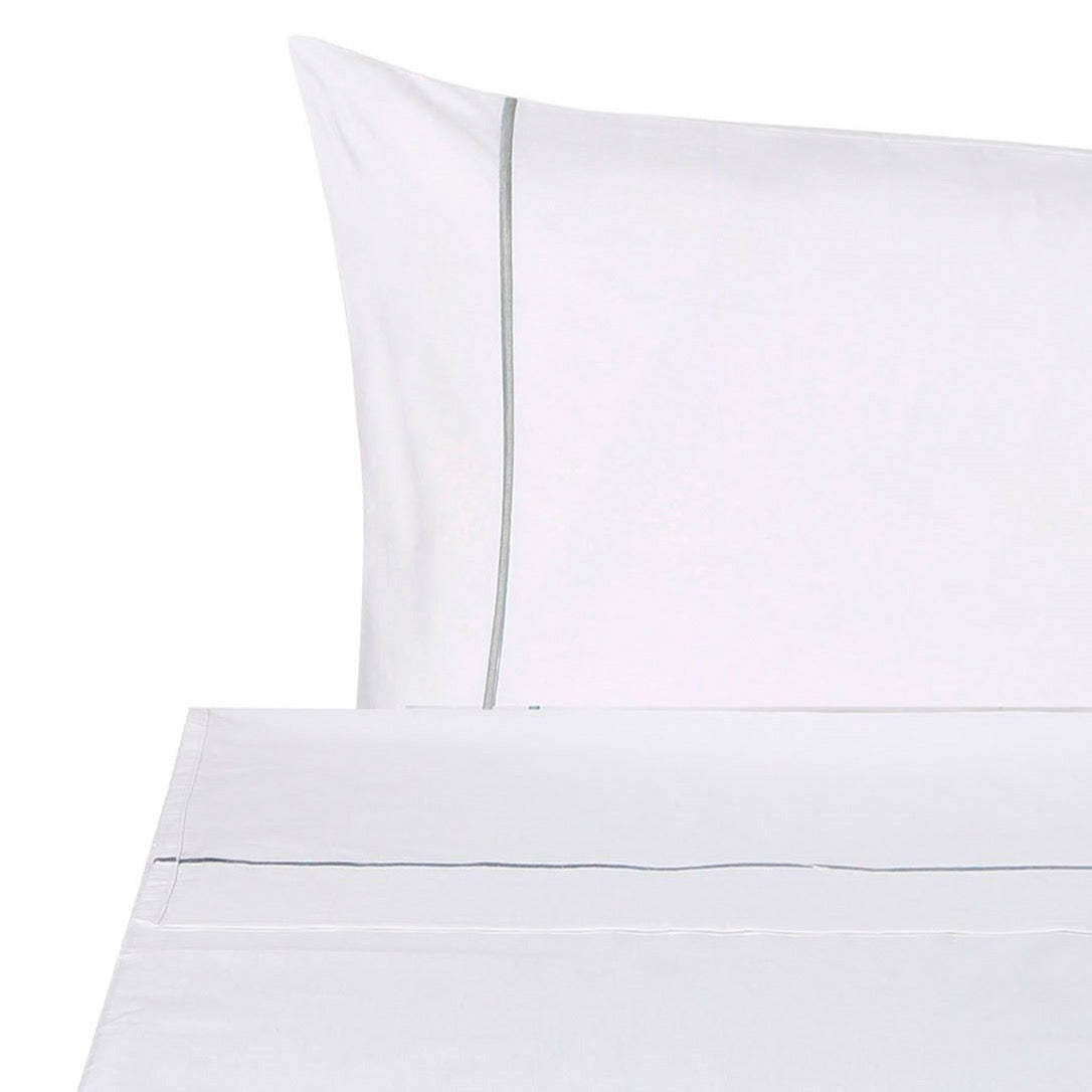 BOVI Classic Hotel Bedding Pillowcase White Grey Fine Linens