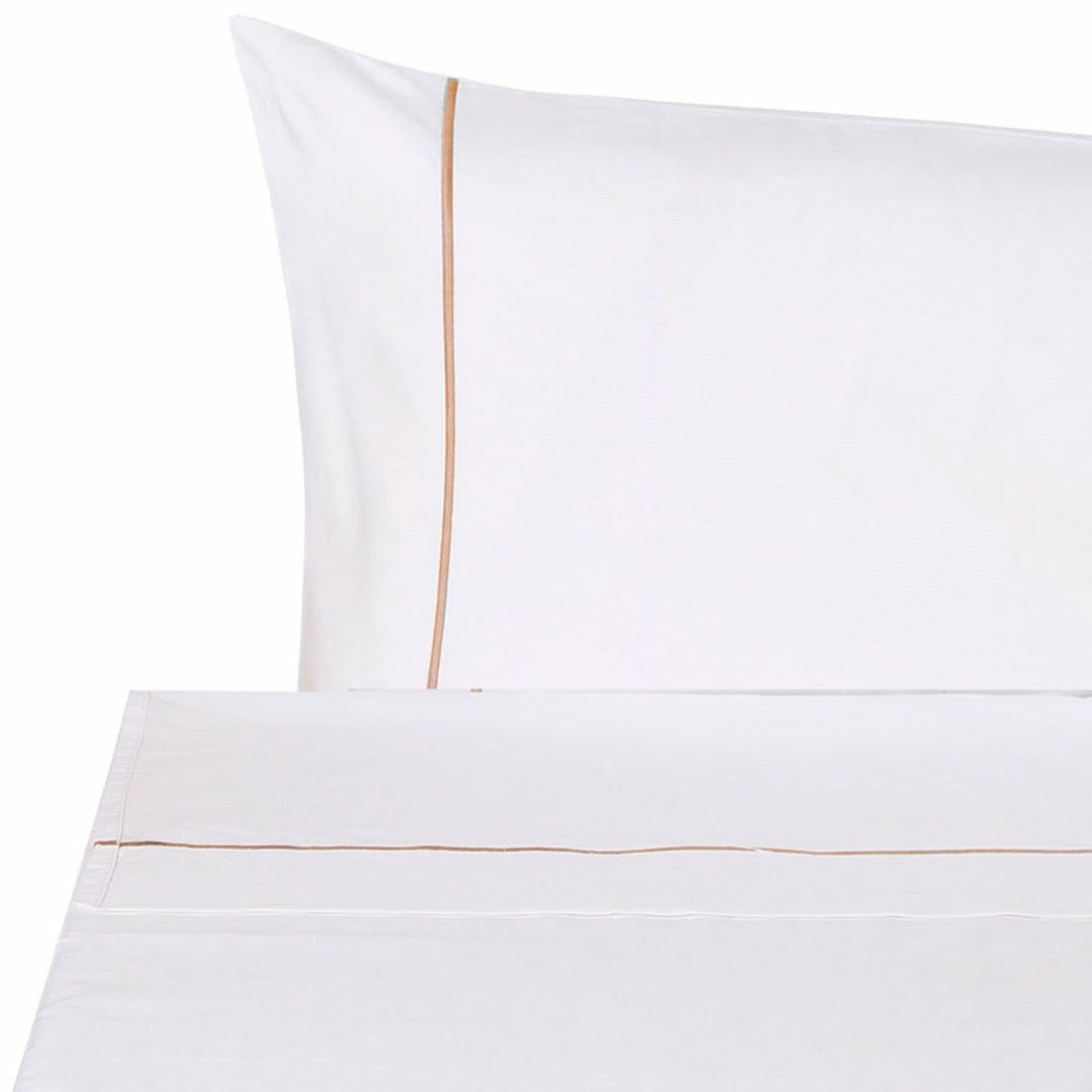 BOVI Classic Hotel Bedding Pillowcase White Taupe Fine Linens