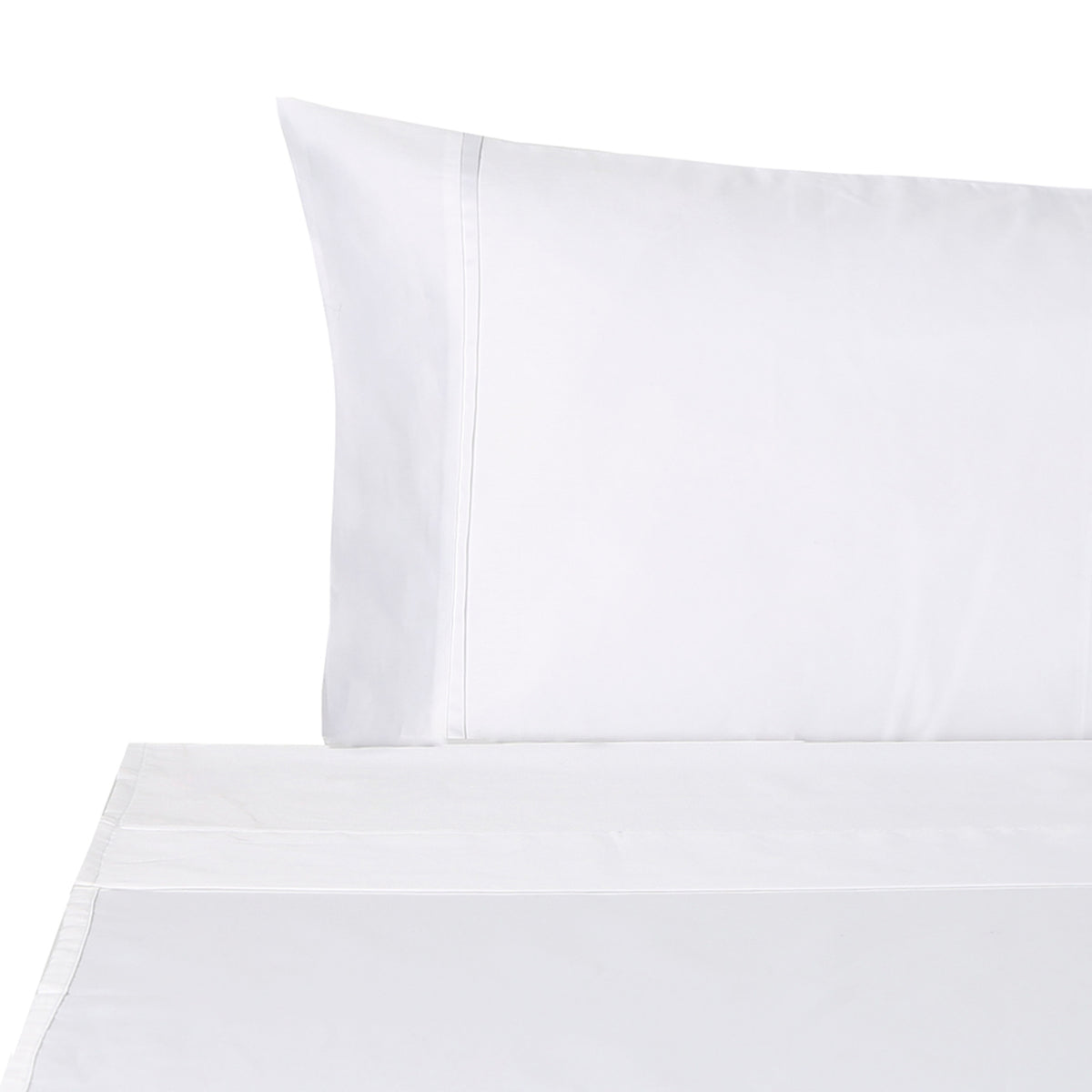 BOVI Estate Bedding Pillowcase and Flat Sheet White/White Fine Linens