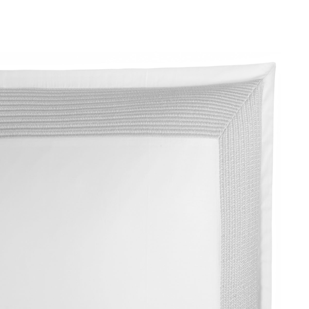 Closeup of BOVI Herron Bedding Swatch White/Silver Fine Linens
