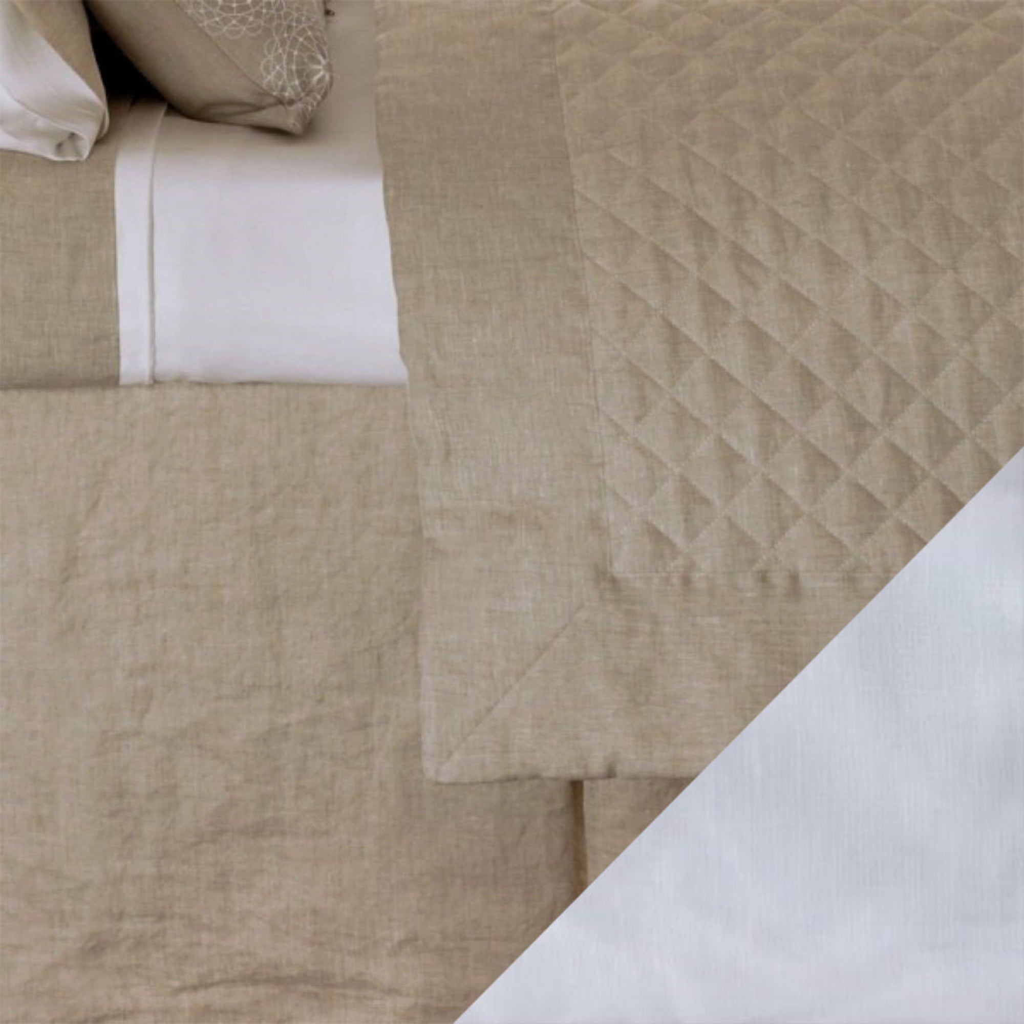 BOVI Hudson Linen Bed Skirt White Fine Linens
