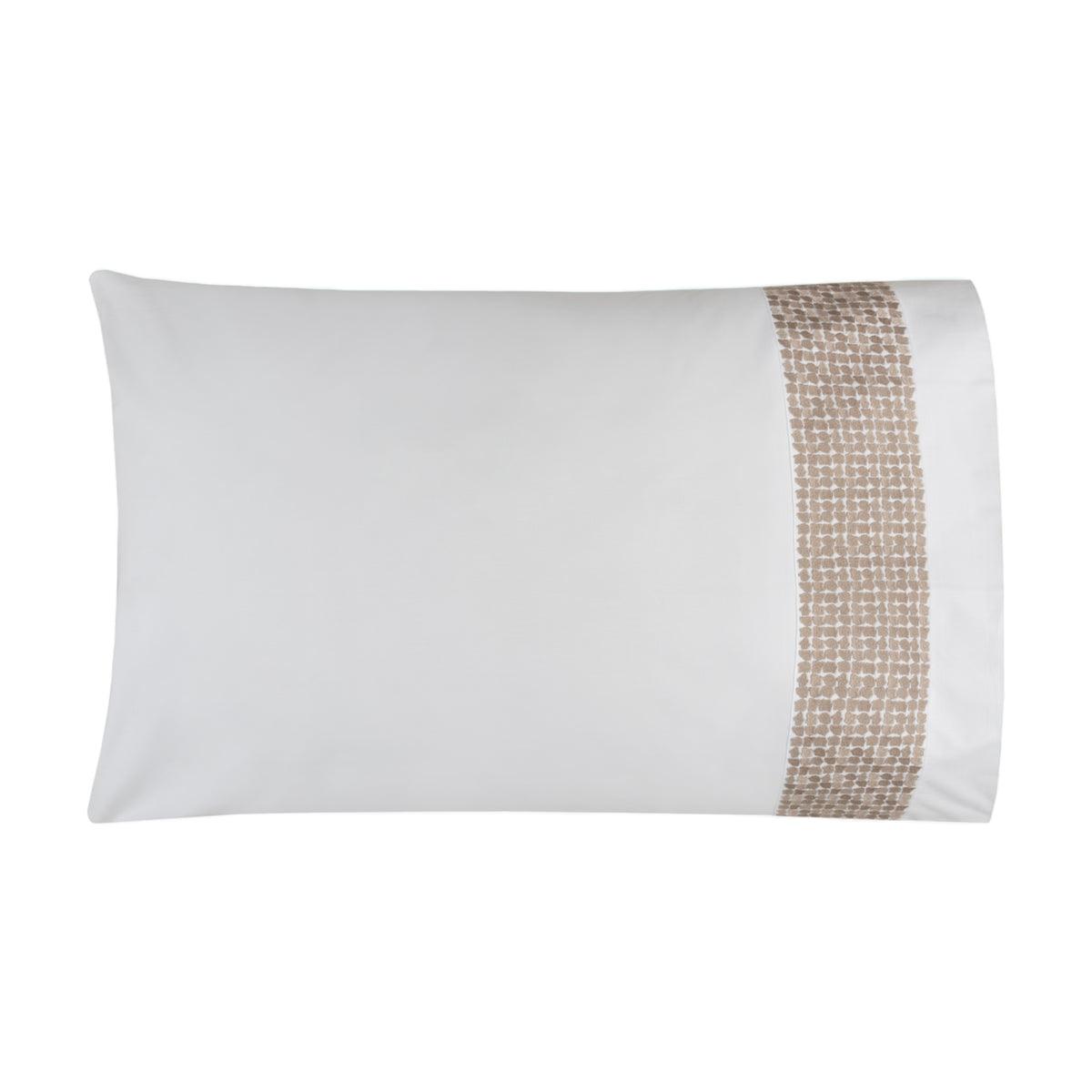 BOVI Lagos Bedding Collection Pillowcase White/Taupe Fine Linens