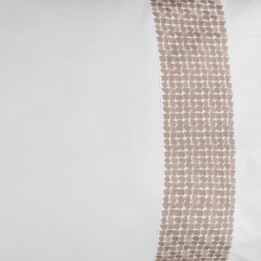 BOVI Lagos Bedding Collection Swatch White/Taupe Fine Linens