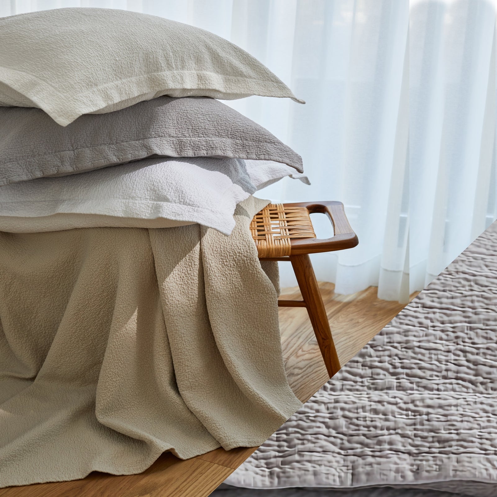 BOVI Lucca Matelass and Shams with Swatch Grey color