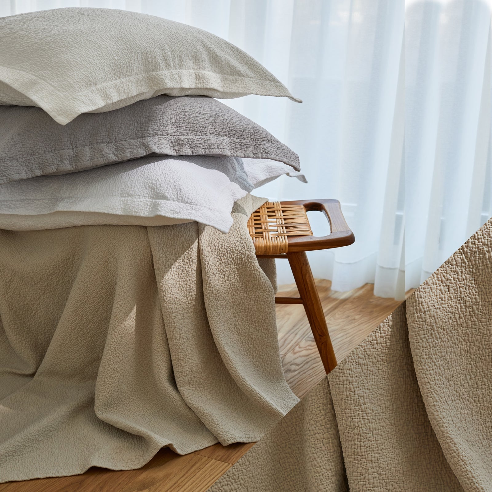 BOVI Lucca Matelass and Shams with Swatch Latte color